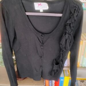 Yoana Baraschi Black Ruffle Crop Cardigan